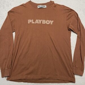 Playboy Pacsun Shirt Mens Small Brown Long Sleeve Double Sided Bunny